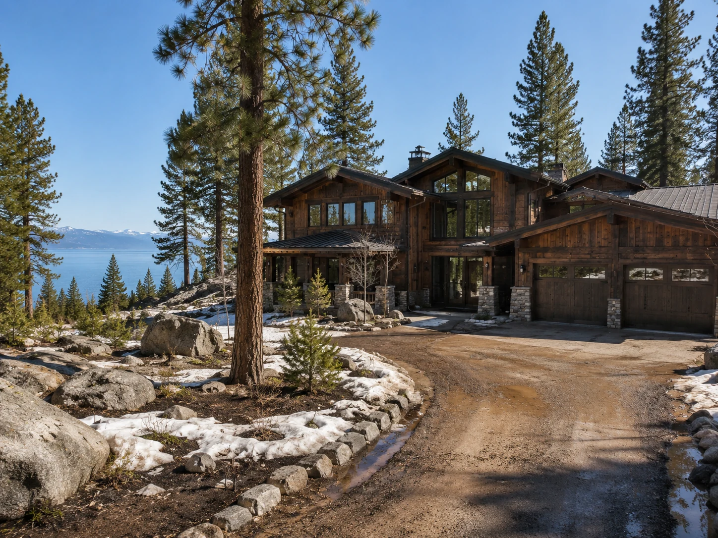 Lakeside Tahoe lodge with mountain setting and private feel