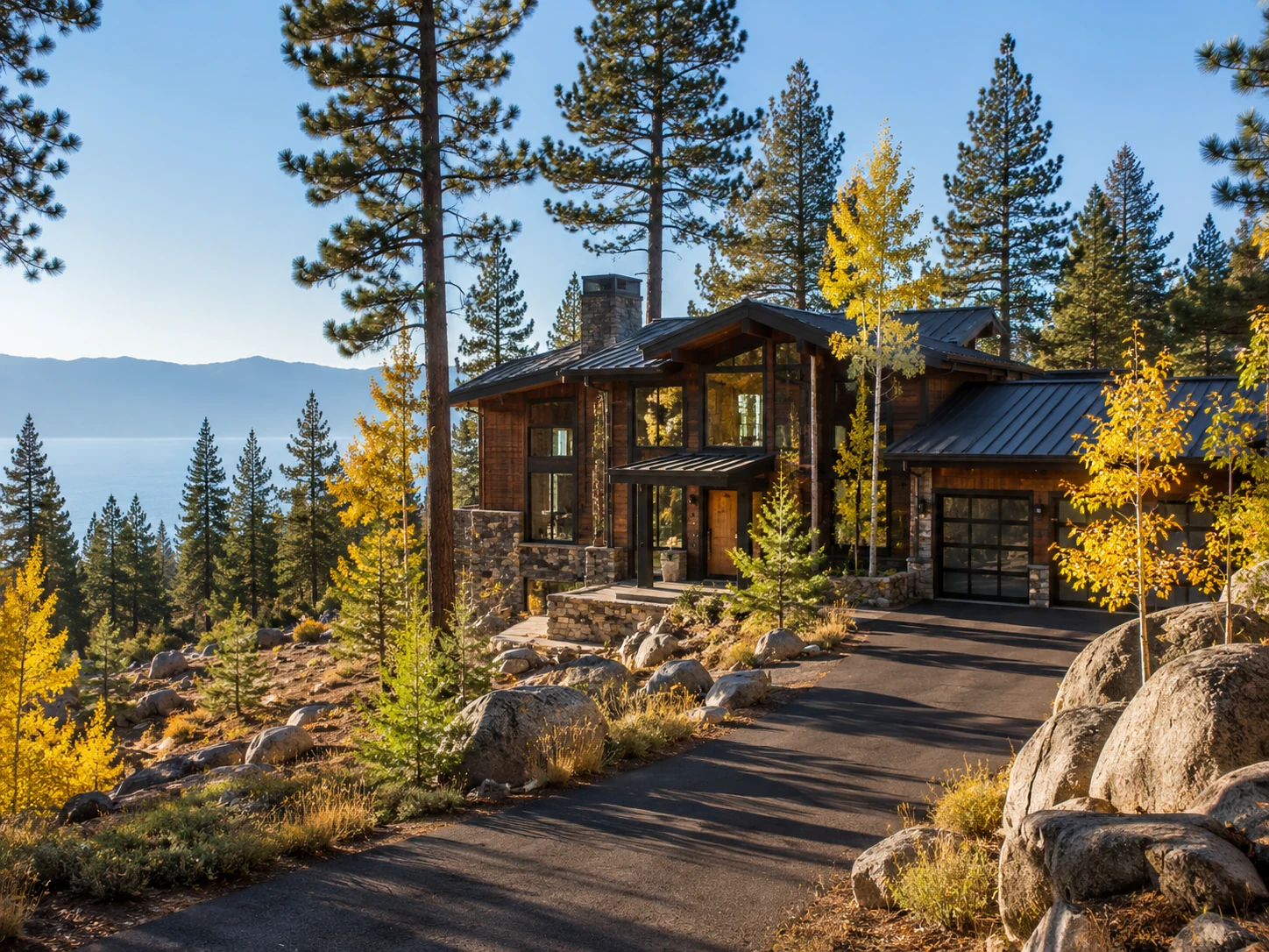 Tahoe mountain lodge in summer with accessible approach